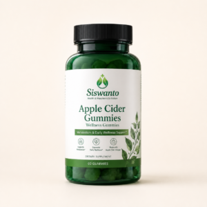 Siswanto Apple Cider Gummies 60 count bottle on a warm white background